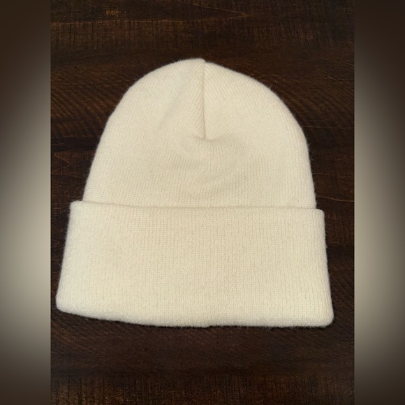 Carhartt Cream Knit Cuffed Beanie with Gold Logo Patch - Picture 2 of 2